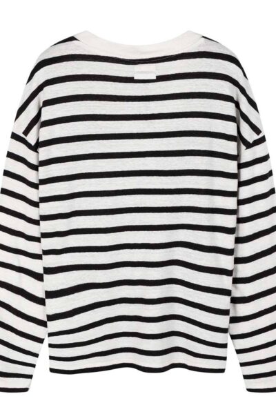 Loose long sleeve tee modal ecru/black 10 DAYS
