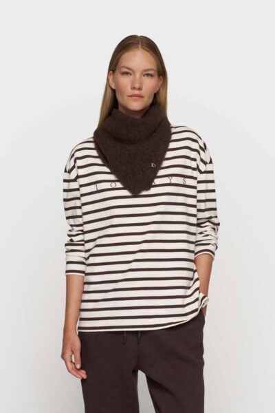 Boat neck long sleev stripes ecru/wine 10 DAYS