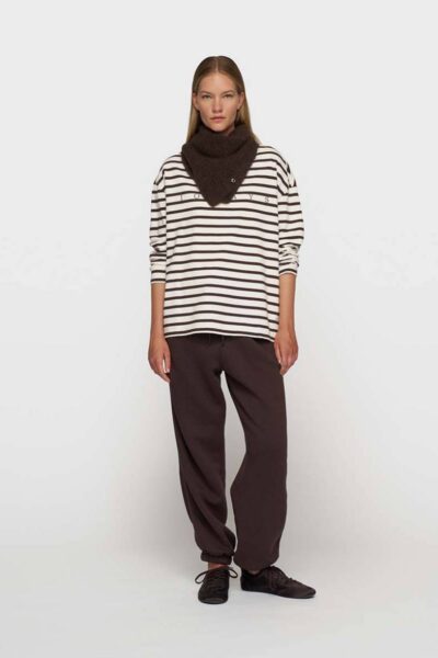 Boat neck long sleev stripes ecru/wine 10 DAYS