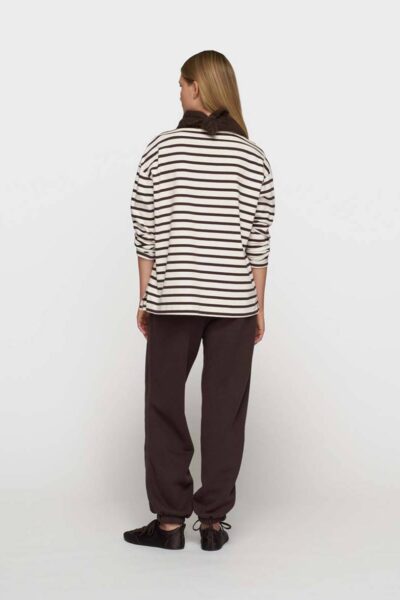 Boat neck long sleev stripes ecru/wine 10 DAYS