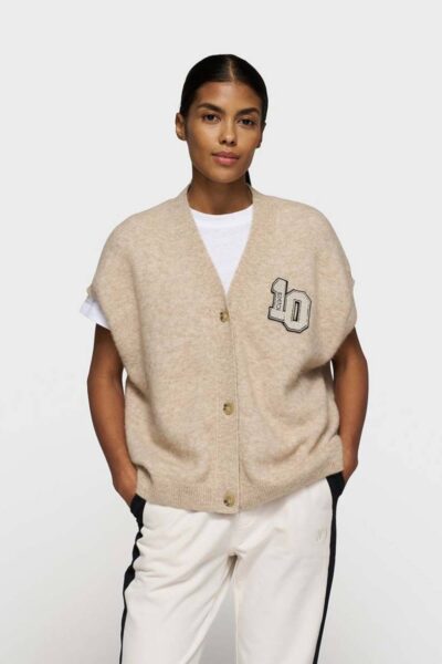 Soft v-neck knit gilet earth 10 DAYS