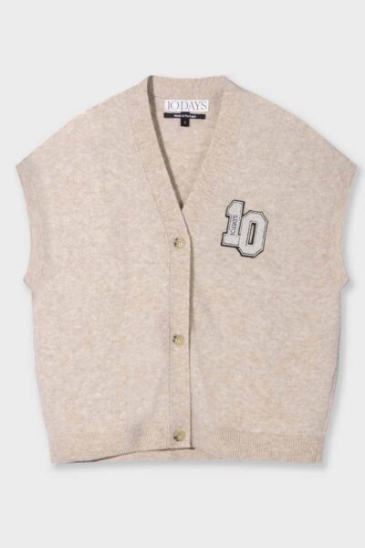 Soft v-neck knit gilet earth 10 DAYS