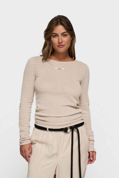 Boat neck long sleeve tee mesh earth 10 DAYS