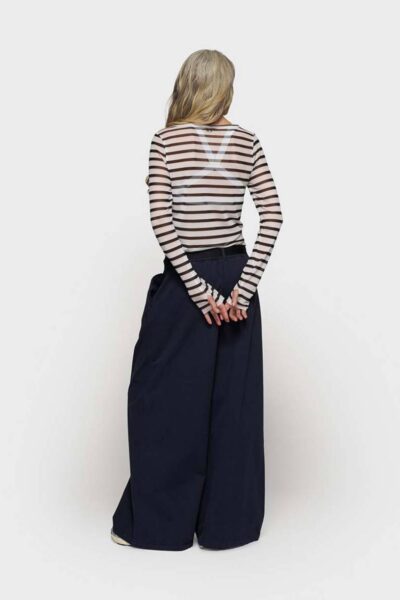Mesh tee stripes ecru/black 10 DAYS