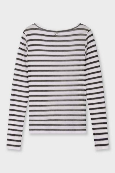Mesh tee stripes ecru/black 10 DAYS