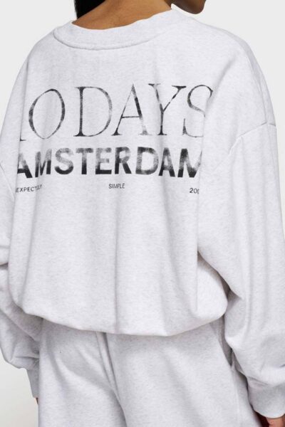 Pleated sweater back stamp white/grey 10 DAYS