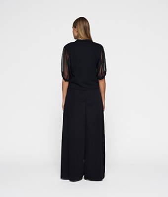 Balloon sleeve polo blouse black 10 DAYS