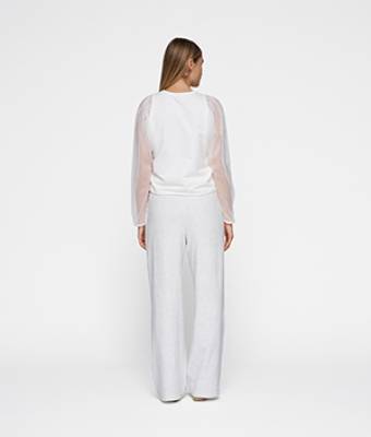Belted wide leg jogger white melee 10 DAYS