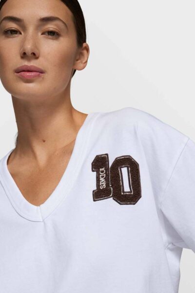 Thick cotton v-neck tee white 10 DAYS