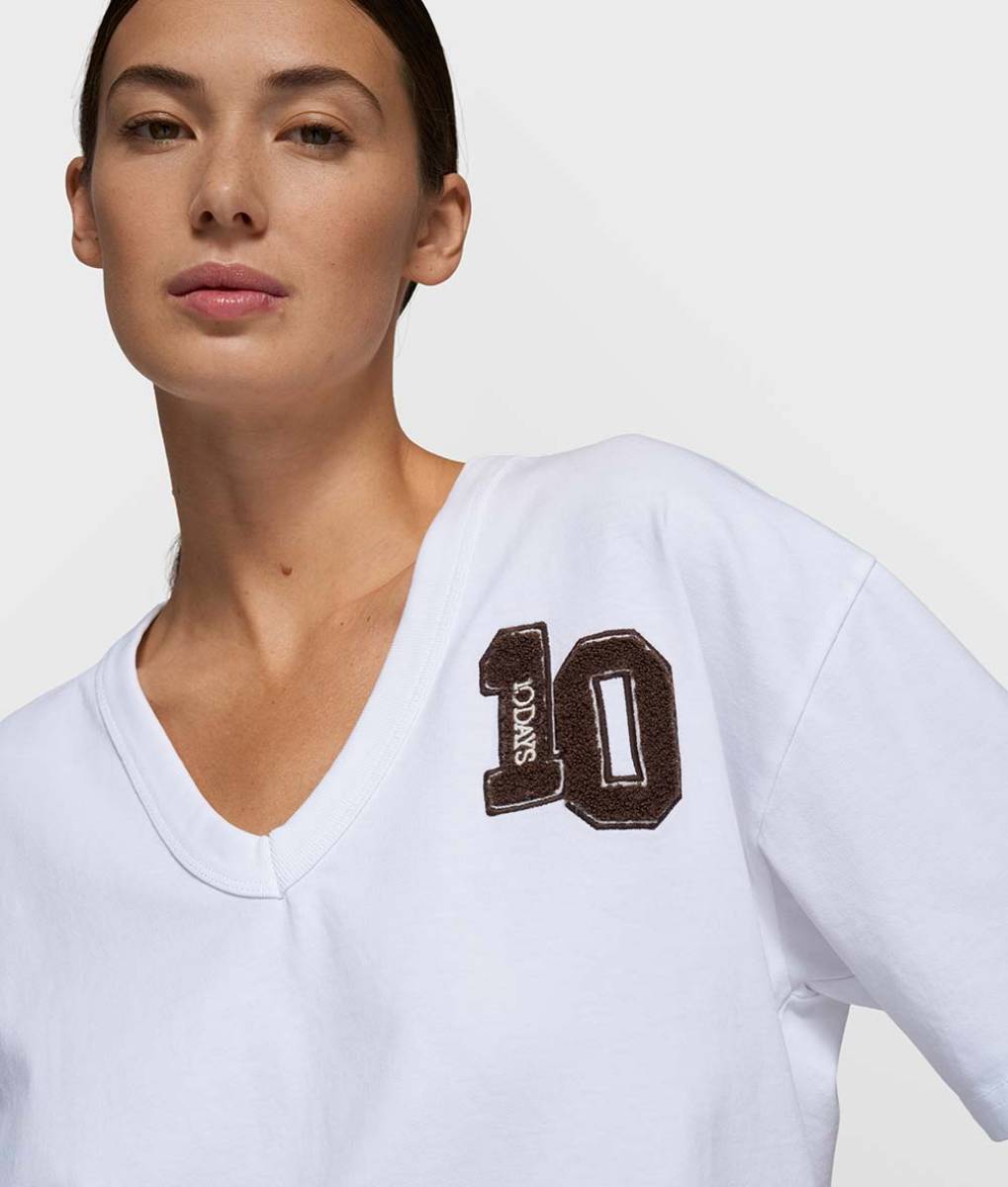 Thick cotton v-neck tee white 10 DAYS - Afbeelding 2