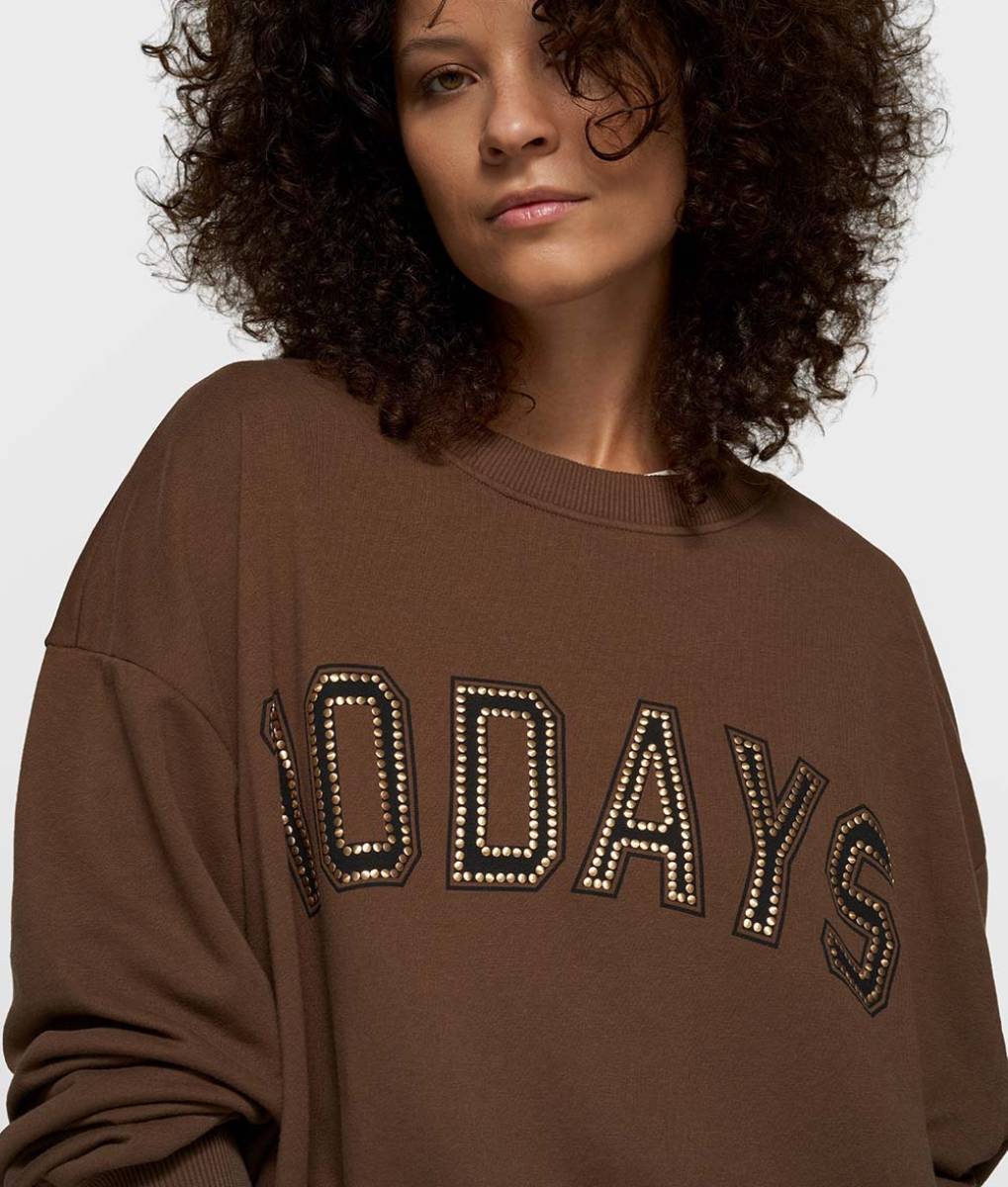 Pleated sweater dark truffle 10 DAYS - Afbeelding 2