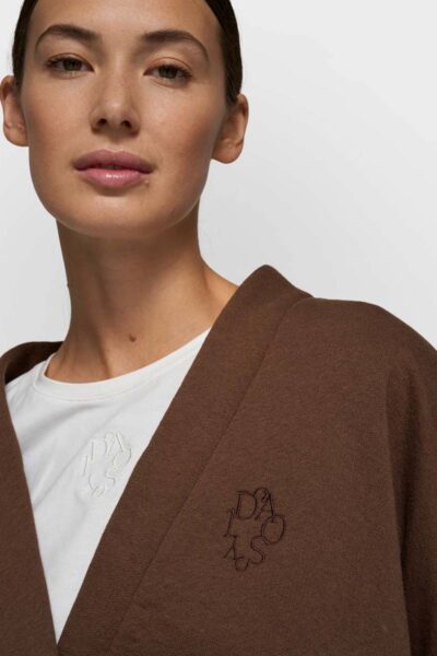 Cropped baseball cardigan dark truffle 10 DAYS