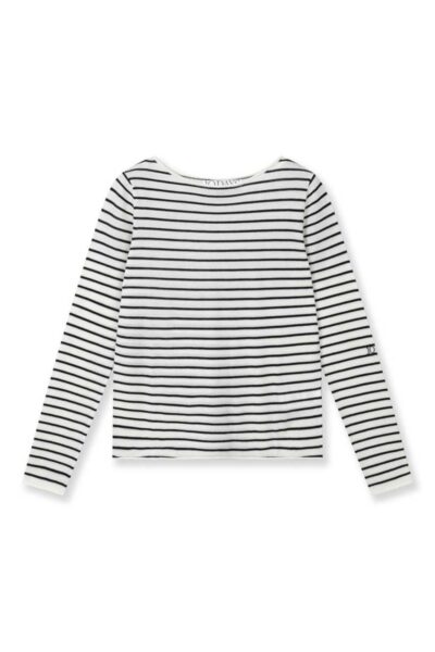 Fine knit sweater stripes ecru/black 10 DAYS