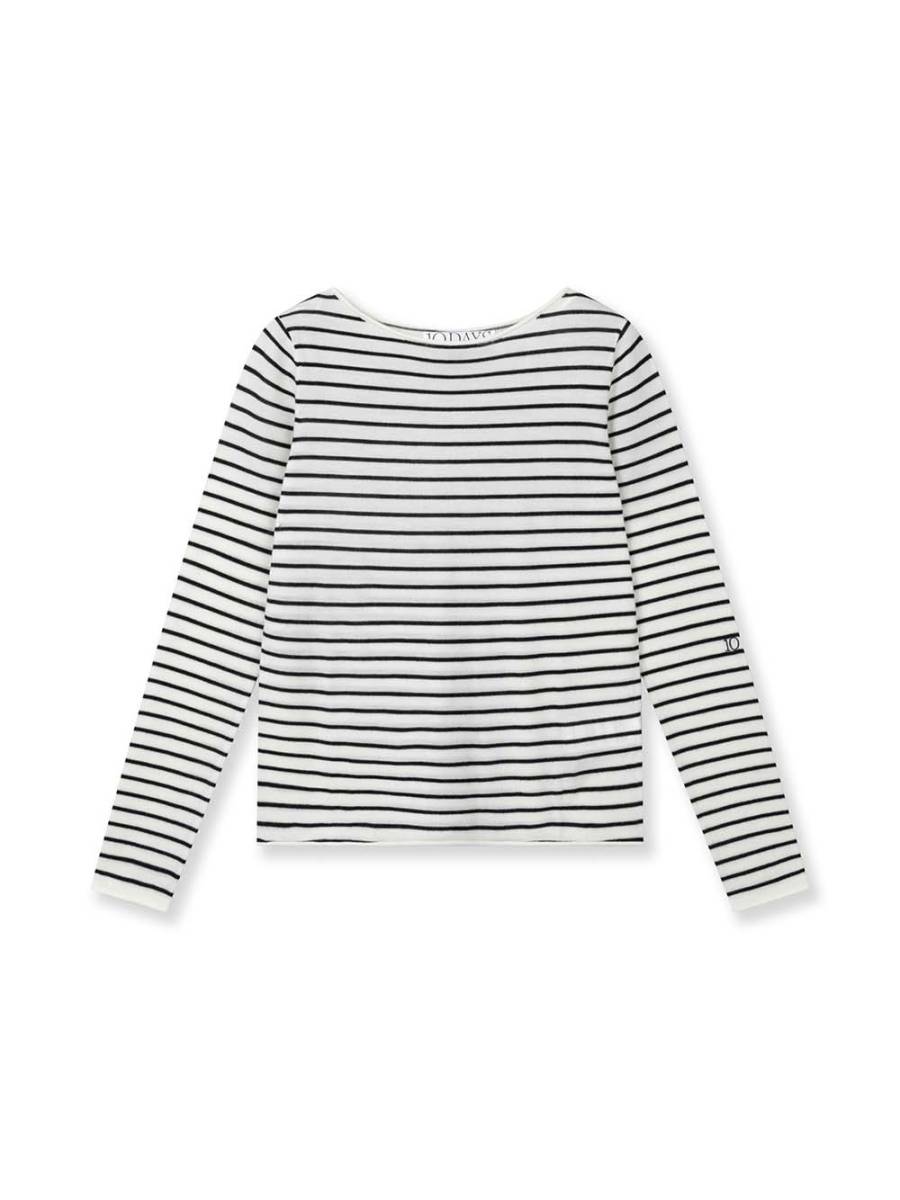 Fine knit sweater stripes ecru/black 10 DAYS - Afbeelding 4