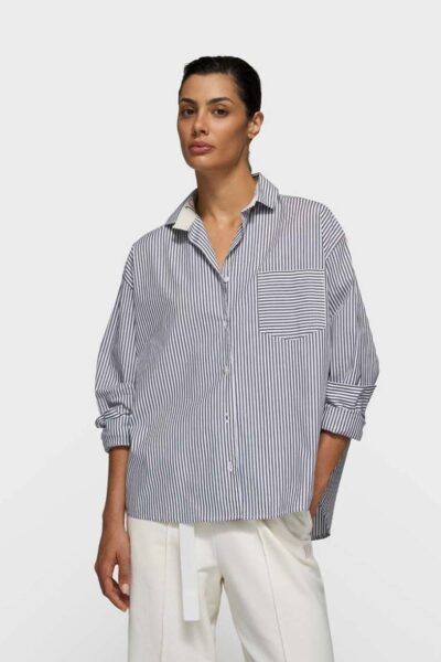 Shirt stripes white/charcoal 10 DAYS