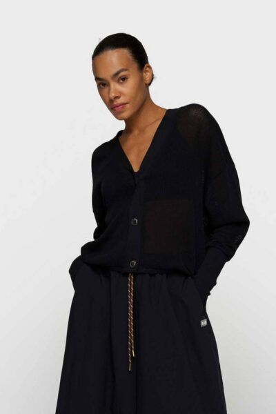 V-neck cardigan mesh black 10 DAYS