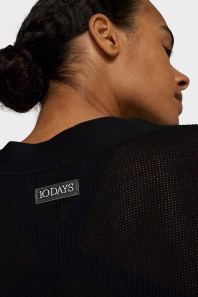 V-neck cardigan mesh black 10 DAYS