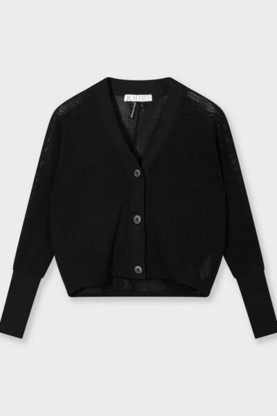 V-neck cardigan mesh black 10 DAYS