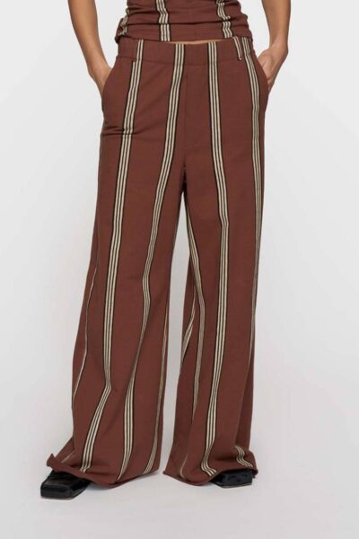 Wide leg jogger stripes deep brown 10 DAYS