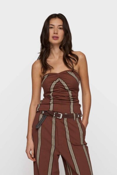 Strapless top stripes deep brown 10 DAYS