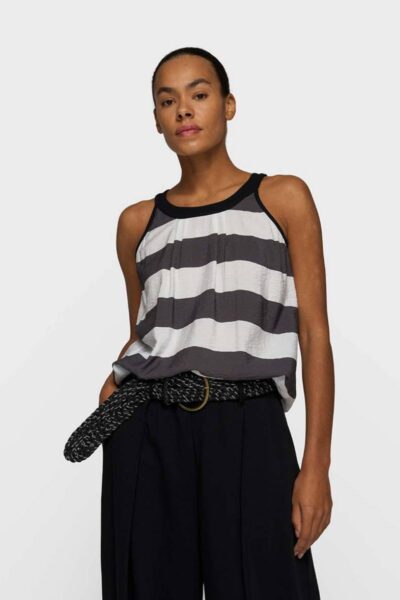Halter top stripes white/brownisch grey 10 DAYS