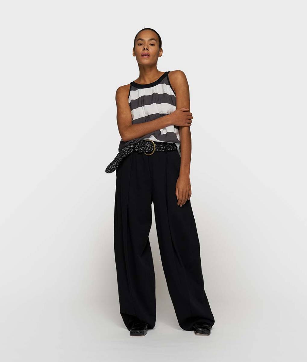 Halter top stripes white/brownisch grey 10 DAYS - Afbeelding 4