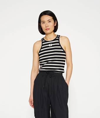 Tank top rib stripes black/light natural 10 DAYS