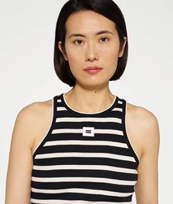 Tank top rib stripes black/light natural 10 DAYS