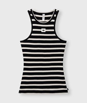 Tank top rib stripes black/light natural 10 DAYS