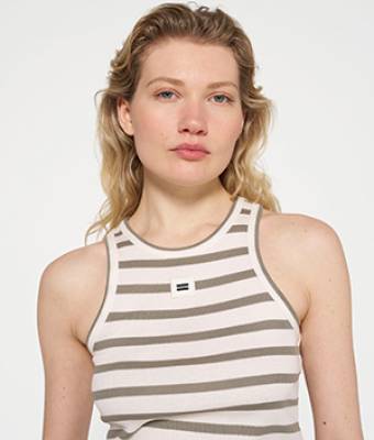 Tank top rib stripes ecru/sage 10 DAYS
