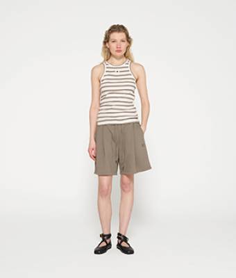 Tank top rib stripes ecru/sage 10 DAYS