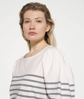 Puff long sleeve tee stripes ecru/graphite 10 DAYS