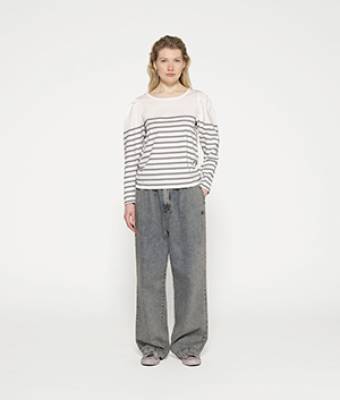 Puff long sleeve tee stripes ecru/graphite 10 DAYS
