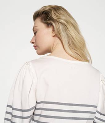 Puff long sleeve tee stripes ecru/graphite 10 DAYS