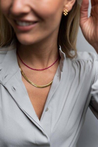 Snake ketting verguld extra breed Ellen Beekmans