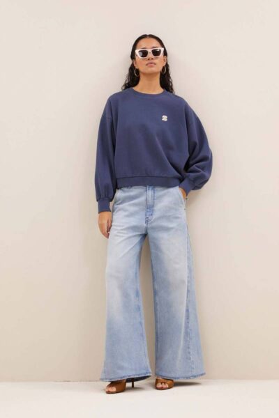 Bibi lucky curve sweater blue By-Bar Amsterdam