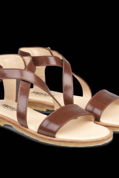 Sandal with buckle leather brown Angulus