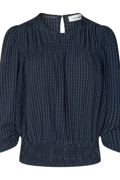 Ange check blouse navy Co’Couture