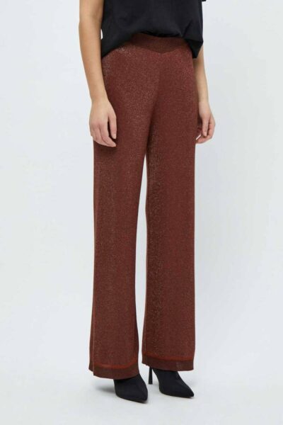 Allie high waisted wide leg pant brown metal Minus
