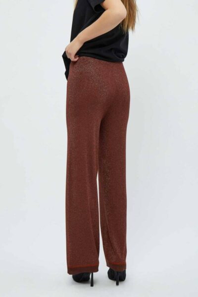 Allie high waisted wide leg pant brown metal Minus