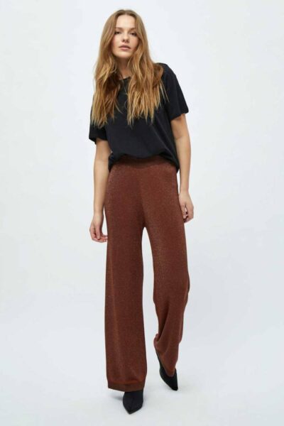 Allie high waisted wide leg pant brown metal Minus