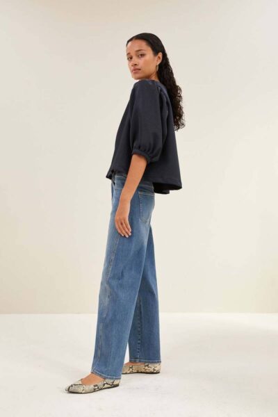 Mauri gloss stripe blouse midnight By-Bar
