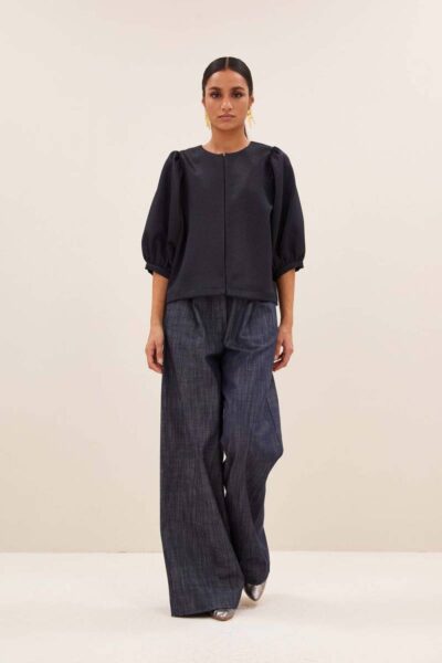 Mauri gloss stripe blouse midnight By-Bar