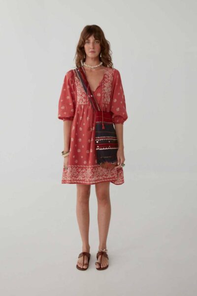 Sylvie ethnic short dress tomato Maison Hotel
