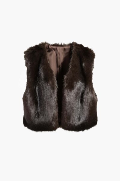 Isla fake fur waistcoat brown Aimee The Label