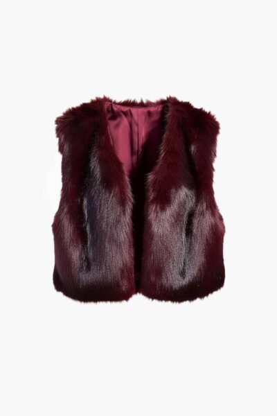 Isla fake fur waistcoat burgundy Aimee The Label