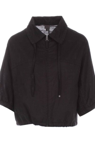 Teddi jacket short cotton linen black Aimee