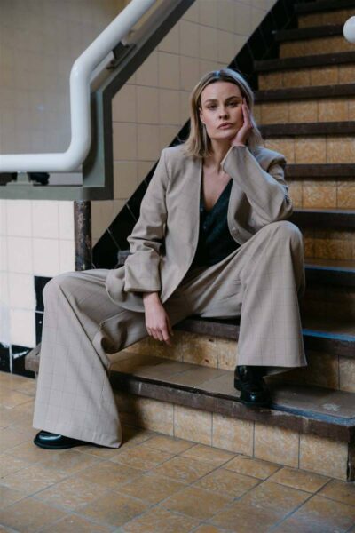 Nyk trouser sand check Aimee The Label