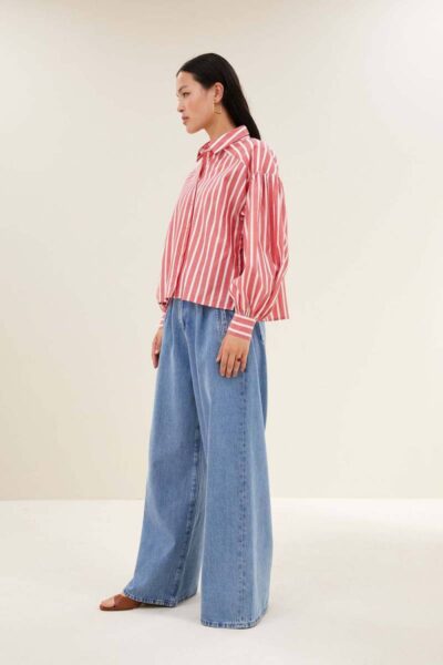 Sarah short red stripe blouse By-Bar Amsterdam