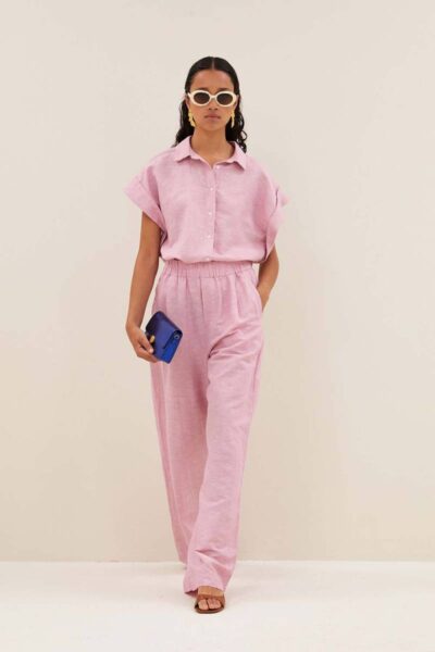 Pixie linen blouse dusty pink By-Bar Amsterdam